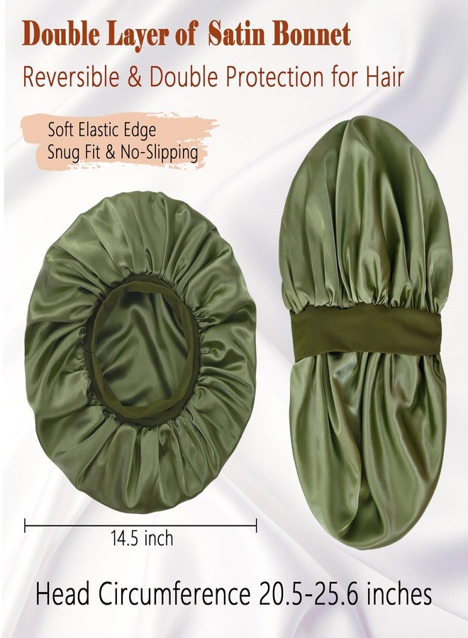 Roybens Silk Bonnet for Sleeping Women, Satin Hair Sleep Bonnets for Curly Hair Braids, Double Layer Large Sleep Cap with Soft Elastic Band - Image 4